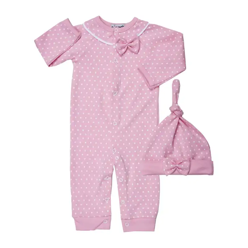 ست سرهمی و کلاه نوزادی آدمک کد 138701 رنگ صورتی