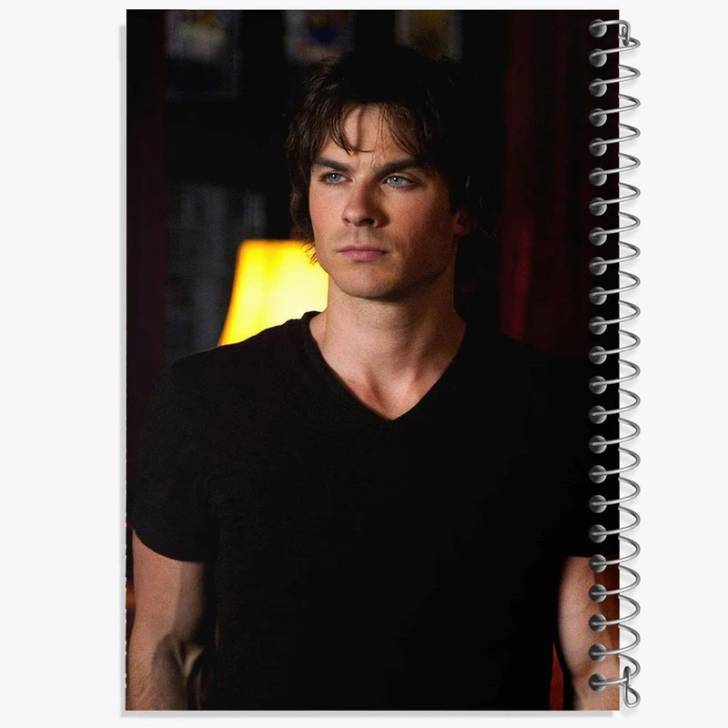 دفتر ژورنال نویسی 50 برگ خندالو مدل نقطه ای طرح دیمون سالواتوره خاطرات یک خون آشام The Vampire Diaries کد 23693