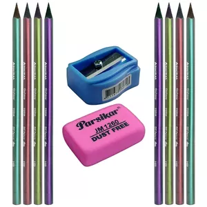 مداد مشکی آدمیرال کد 4 به همراه تراش و پاک کن مجموعه 10 عددی