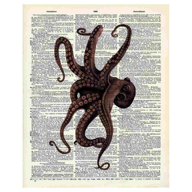 پوستر مدل هشت‌پا قهوه‌ای-هنر لغت