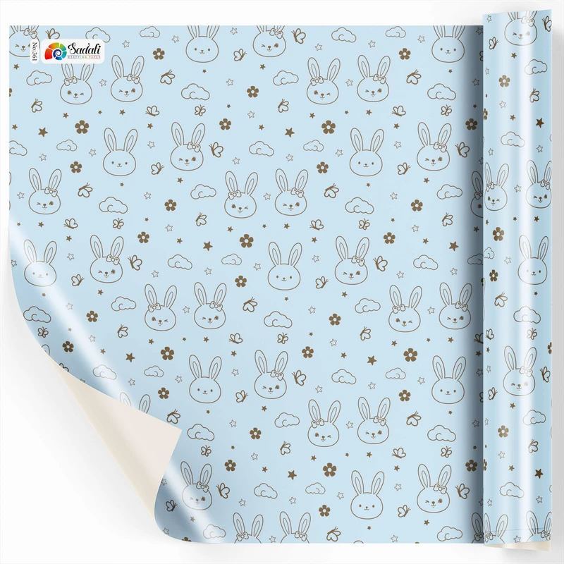 کاغذ کادو صدفی طرح خرگوش سایز 50*70 سانتی متر بسته 2 عددی