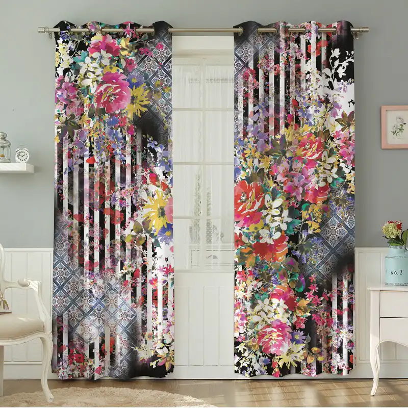 پرده نیروانا طرح گل  مدل مخمل کد 4942 سایز 140×280 سانتی متر