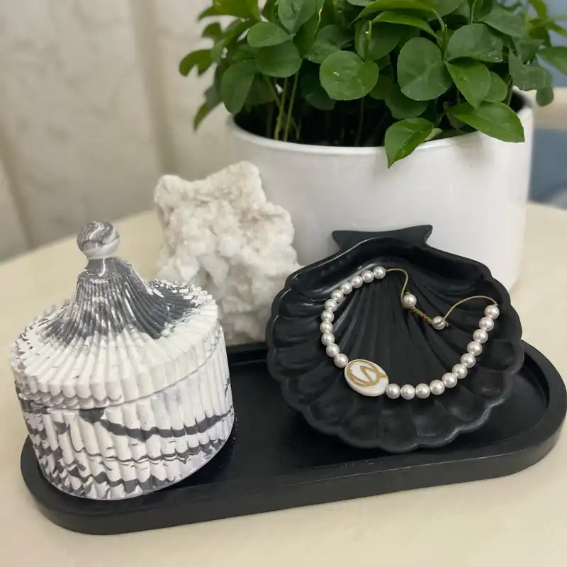 ظرف دكوري مدل سنگ مصنوعي مجموعه 3 عددي