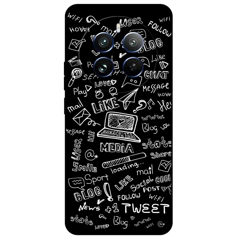 کاور مگافون طرح رسانه های اجتماعی مدل 1898 مناسب برای گوشی موبایل ریلمی 12 Pro / 12 Pro Plus   