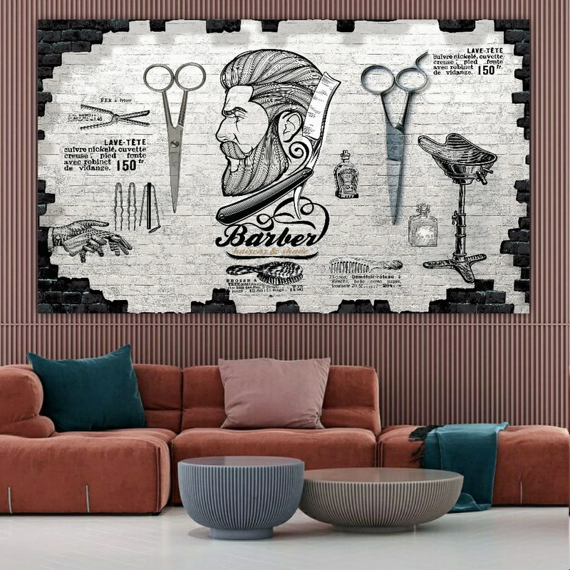 تابلو بوم طرح آرایشگاه مردانه مدل اصلاح صورت کد SDB8326