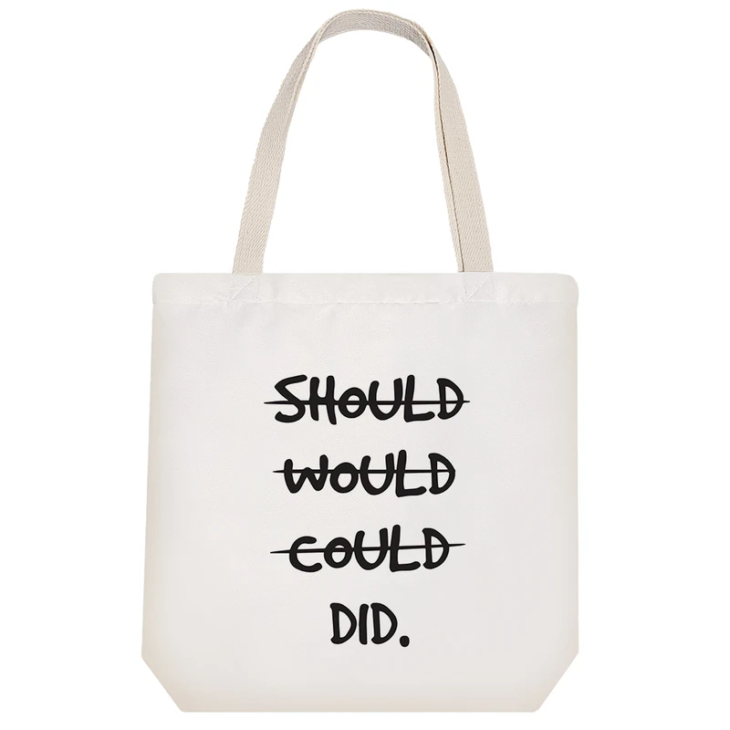 ساک خرید مدل پارچه ای خندالو طرح Should Would Could Did کد 6425