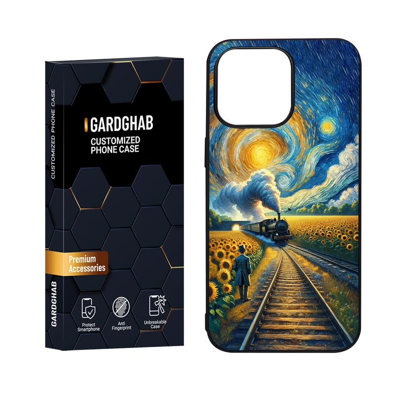 کاور گارد قاب مدل دور ژله ای پشت گلس هنری مناسب برای گوشی موبایل اپل iPhone 15 Pro Max