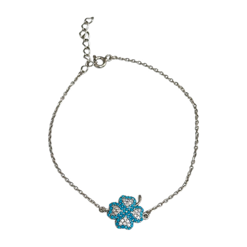 دستبند زنجیری نقره زنانه سیلور شهر مدل شبدر چشم نظر کد 00227 دستبند زنجیری نقره زنانه سیلور شهر مدل شبدر چشم نظر کد 00227