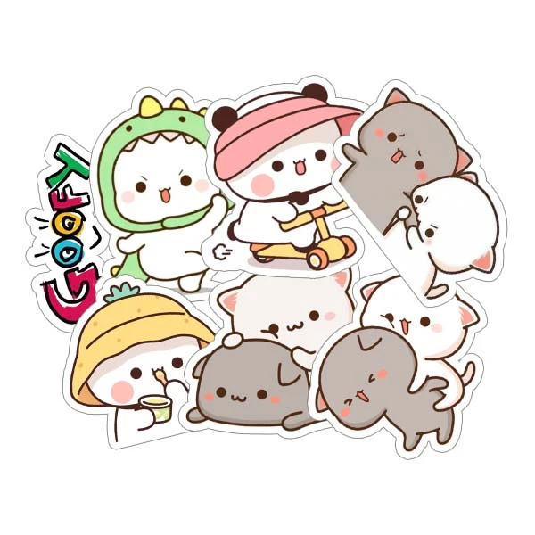 استیکر و برچسب گوفی مدل موچی کیوت و بامزه طرح Mochi کد GX701 مجموعه 7 عددی