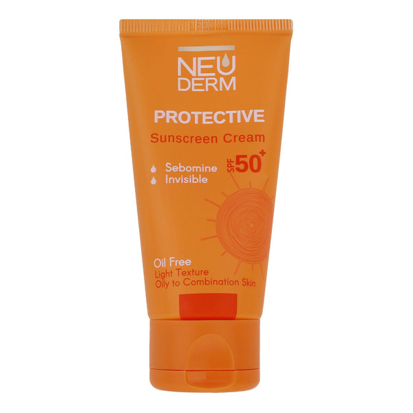 کرم ضدآفتاب بیرنگ نئودرم مدل Highly Protective SPF50، مناسب پوستهای چرب تا مختلط، حجم 50 میلیلیتر