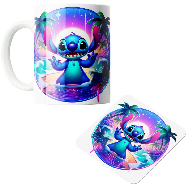 ماگ پاد آفرین مدل استیچ کد z258 به همراه زیر لیوانی