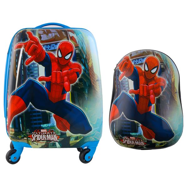 چمدان کودک مدل طرح مرد عنکبوتی کد 4 به همراه کوله پشتی