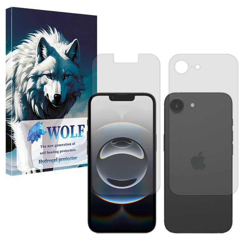 محافظ صفحه نمایش مات ولف مدل Tough مناسب برای گوشی موبایل اپل iPhone 16e به همراه محافظ پشت گوشی