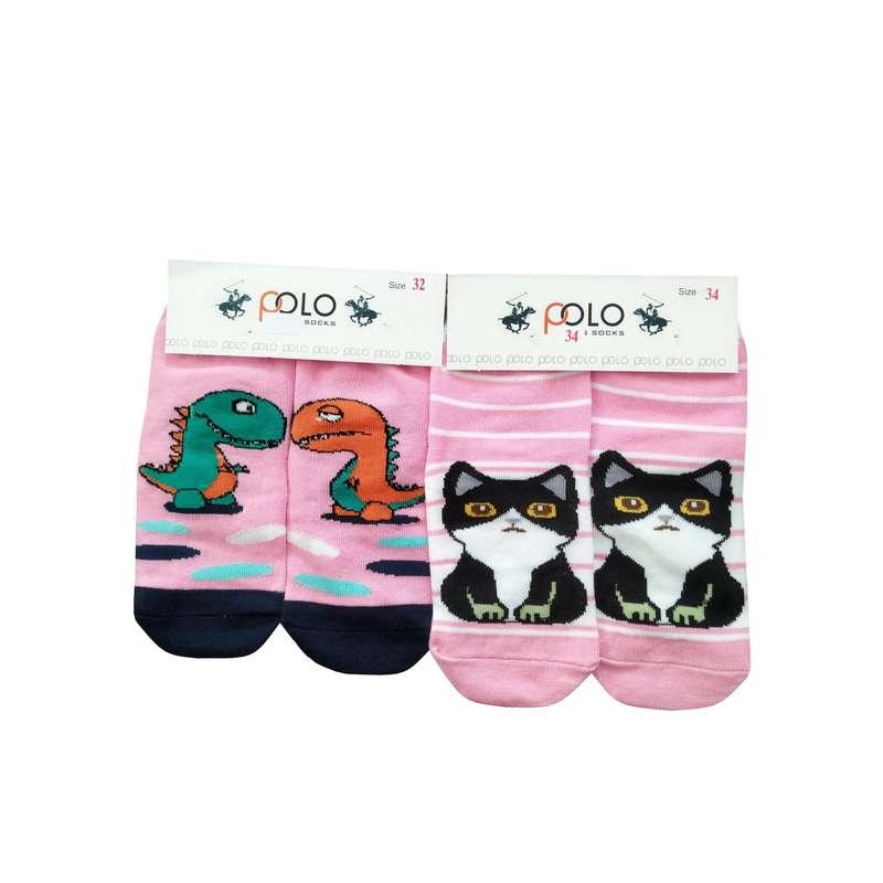 جوراب دخترانه مدل دایناسور کد 002 مجموعه 2 عددی