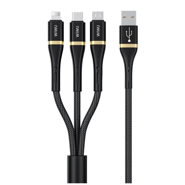 کابل تبدیل USB به microUSB / USB-C / لایتنینگ ویوو  مدل ED 104 طول 1.2  متر کابل تبدیل USB به microUSB / USB-C / لایتنینگ ویوو  مدل ED 104 طول 1.2  متر