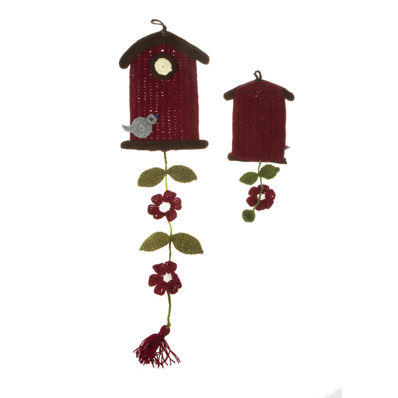 آویز تزئینی بافتنی مدل جوجه کد 002 مجموعه 2 عددی 