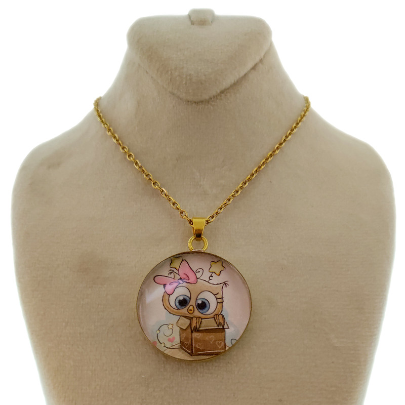 گردنبند دخترانه طرح جغد کد 141