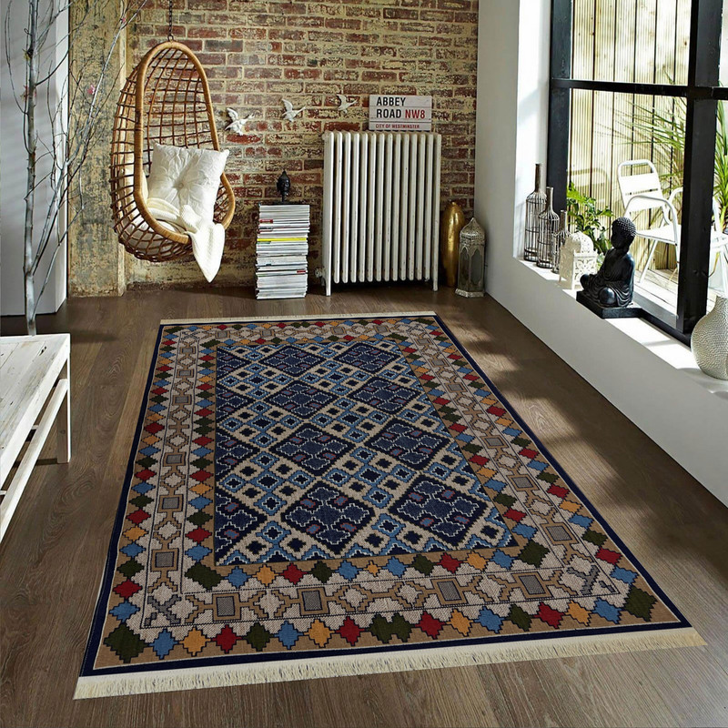 گلیم ماشینی جزیره طرح نیلوفر