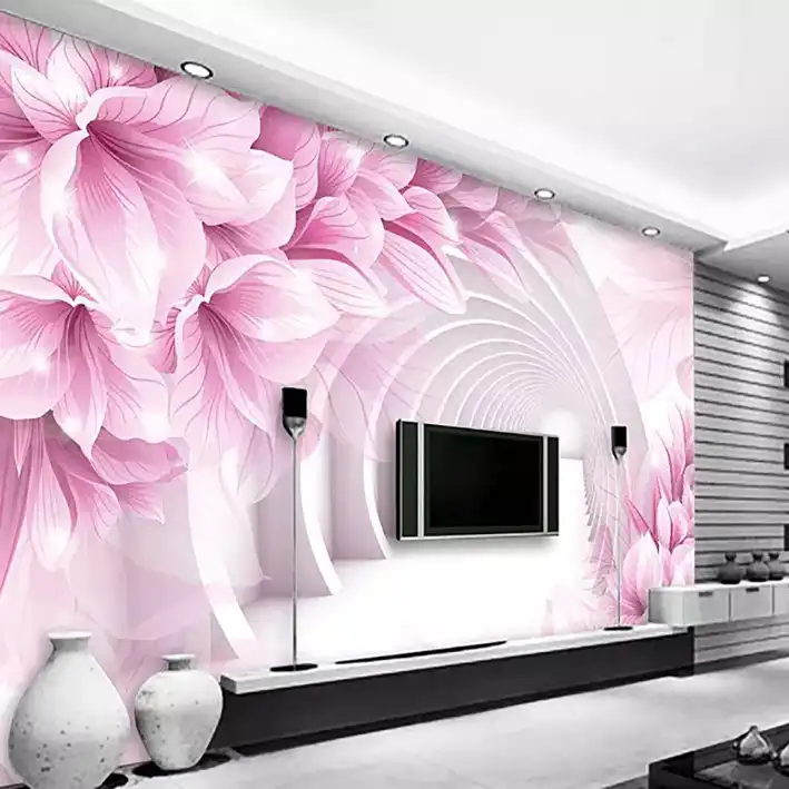 پوستر دیواری سه بعدی مدل تونل گل آویز بنفش DVRF1248