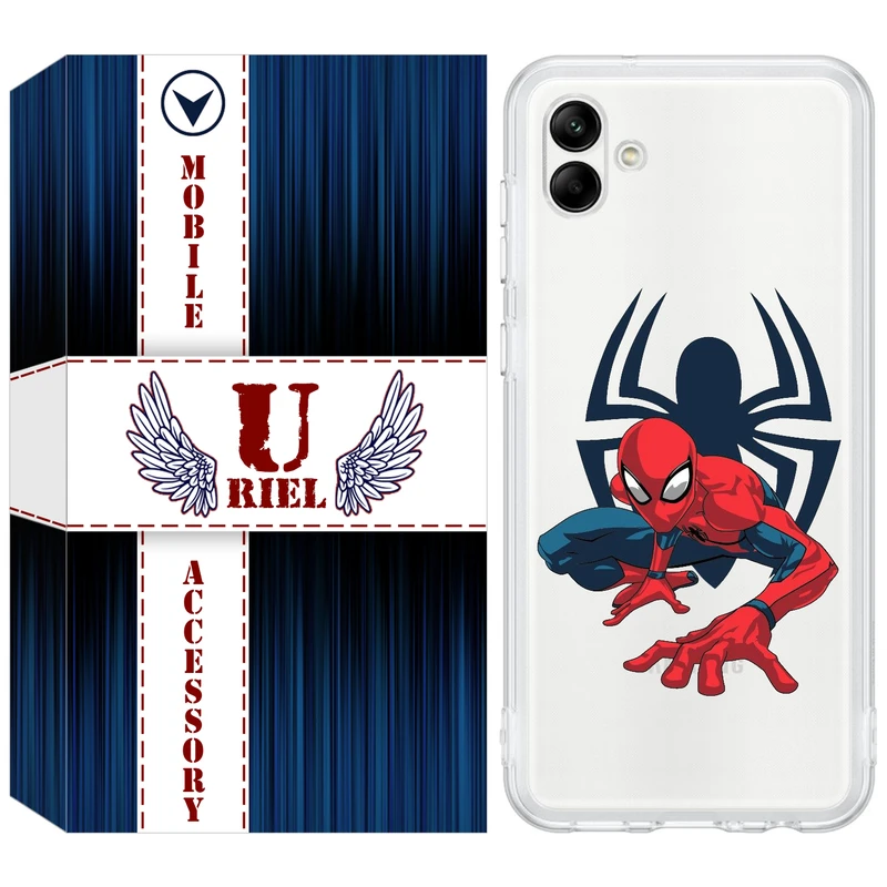 کاور یوریل مدل Clear کد 75 طرح اسپایدرمن مناسب برای گوشی موبایل سامسونگ Galaxy A04e