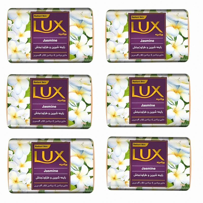 صابون شستشو صورت و بدن لوکس مدل طراوت مناسب برای انواع پوست وزن 90 گرم بسته 6  عددی