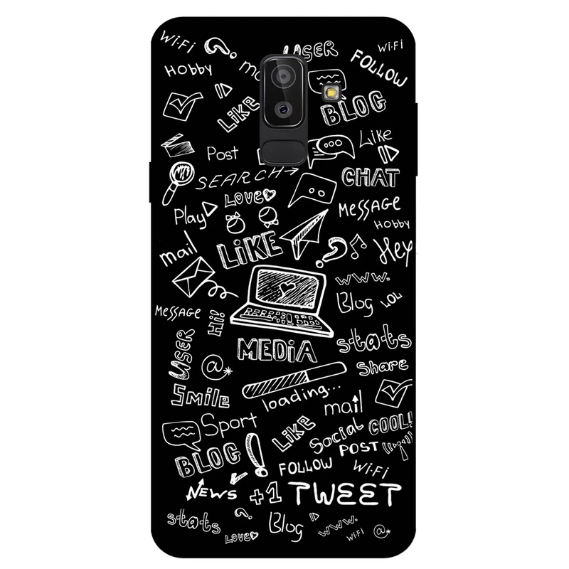 کاور مگافون طرح رسانه های اجتماعی مدل 1898 مناسب برای گوشی موبایل سامسونگ Galaxy J8 2018         