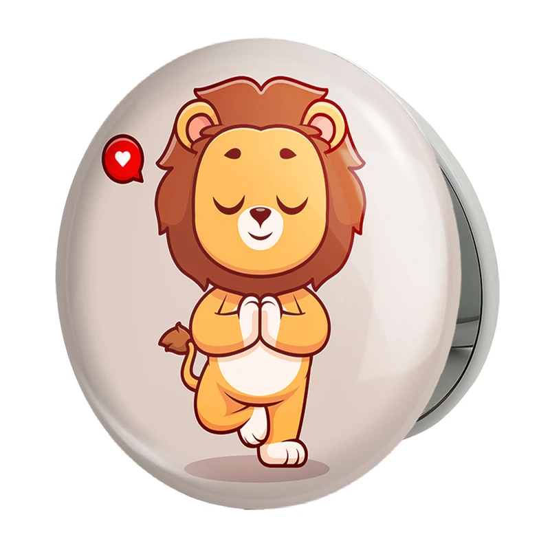 آینه جیبی خندالو طرح حیوانات بامزه شیر مدل تاشو کد 29450