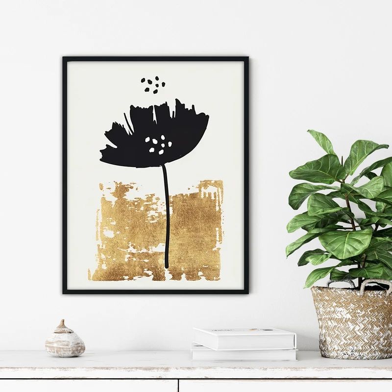 تابلو آتریسا طرح گل مدرن مدل ATFF336 فریم مشکی