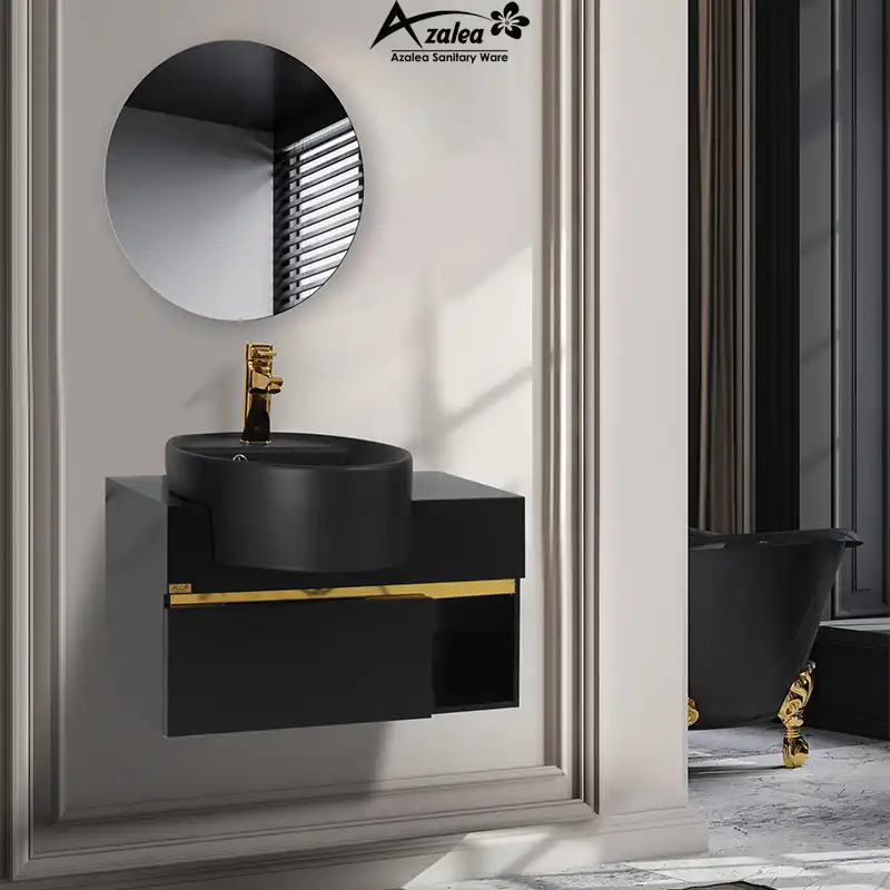 ست کابینت و روشویی آزالیا مدل Milana70M به همراه آینه گرد