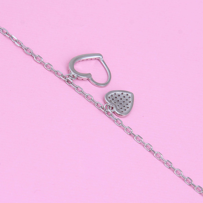 پابند نقره زنانه  بازرگانی میلادی مدل قلب کد DP_592