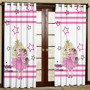  پرده کودک مدل دختر تاج دار یونیکرم هازان پانچی کد 4532 سایز 140x200 سانتی متر