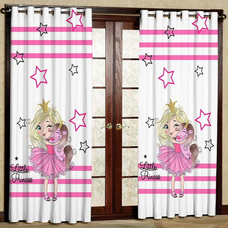 پرده مدل دختر تاج دار یونیکرن هازان پانچی کد 4532 سایز 140x200 سانتی متر