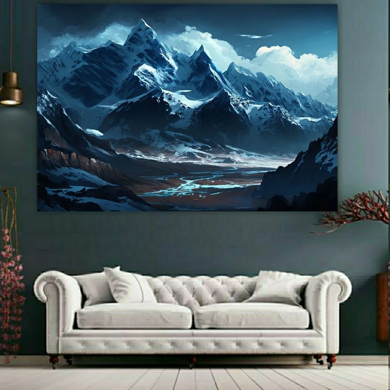 پوستر دیواری طرح طبیعت کوهستان برفی کد FP396