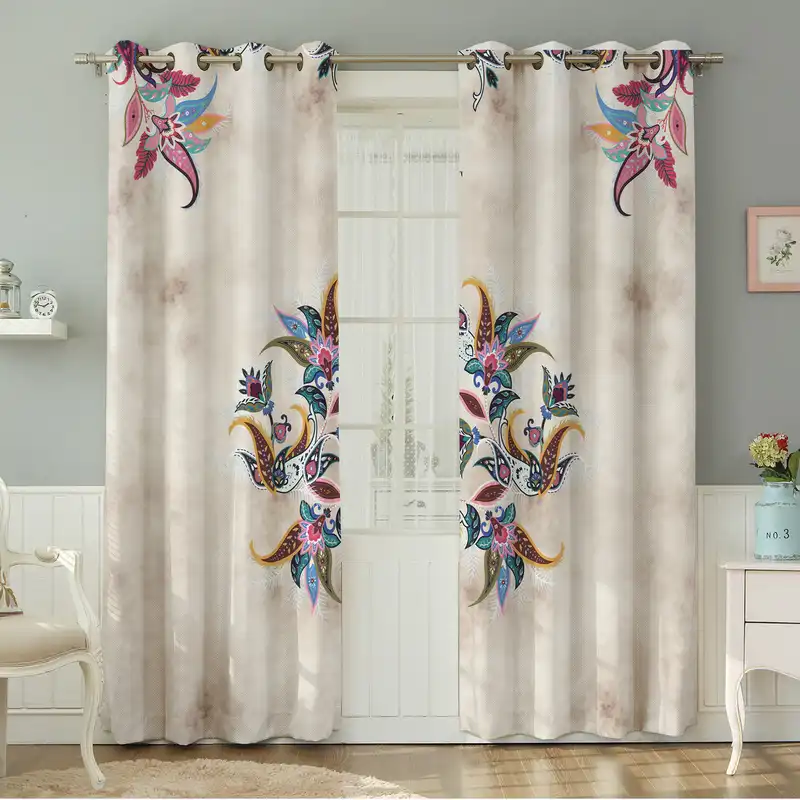 پرده نیروانا طرح سنتی مدل مخمل کد 9038 سایز 140×280 سانتی متر