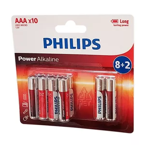 باتری نیم قلمی فیلیپس مدل Power-Alkaline بسته 10 عددی