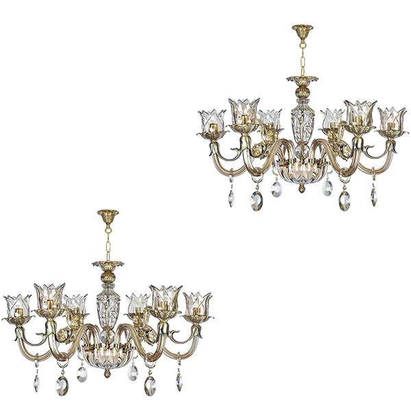 لوستر 6 شعله چشمه نور کد C3331/6-6-Pro بسته 2 عددی