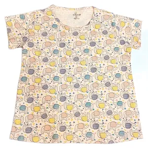 تی شرت آستین کوتاه زنانه مدل پنبه ای لاکی رنگ گلبهی