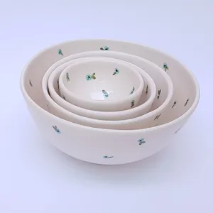 کاسه سرامیکی مدل دستساز طرح بهار مجموعه 4 عددی