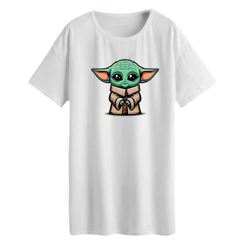 تی شرت لانگ آستین کوتاه زنانه مدل بیبی یودا کد 2