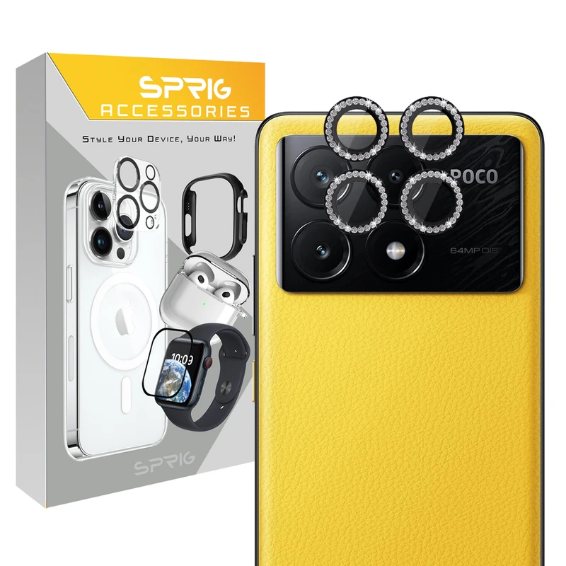 محافظ لنز دوربین رینگی اسپریگ مدل Ring Metal Diamond مناسب برای گوشی موبایل شیائومی Poco X6 Pro