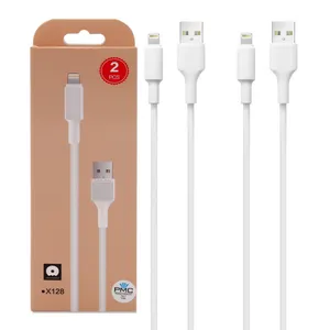 کابل تبدیل USB به لایتنینگ دبلیو یو دبلیو مدل X128 طول 1 متر بسته 2 عددی