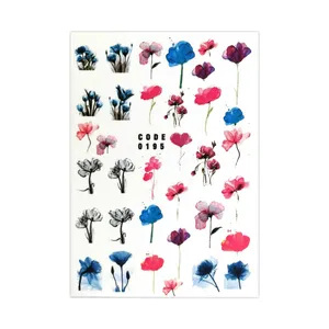 برچسب لنز ناخن مدل گل آبرنگی کد195