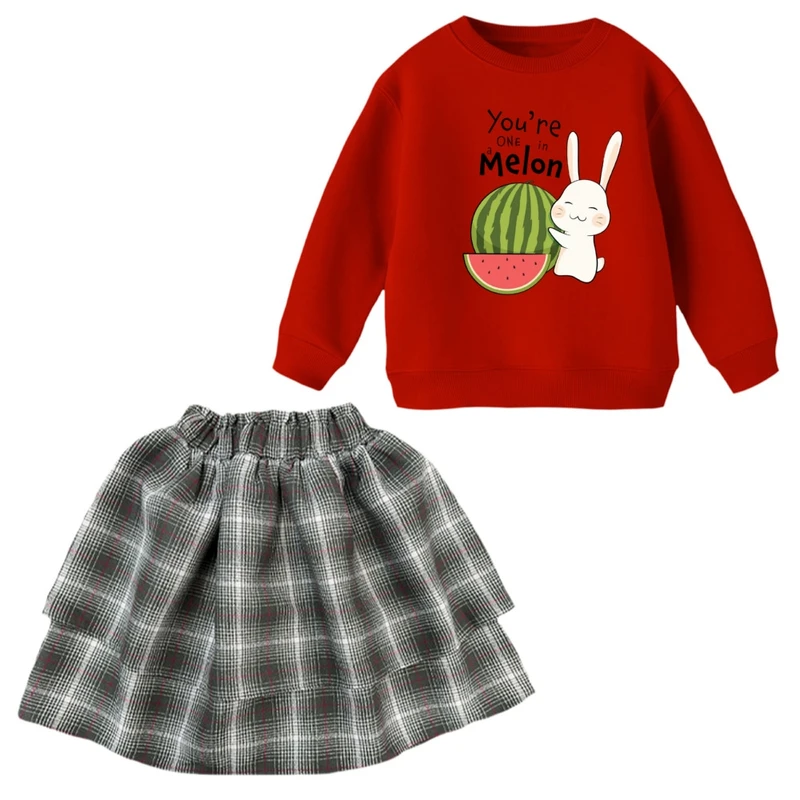 ست سویشرت و دامن دخترانه مدل خرگوش یلدایی کد 2