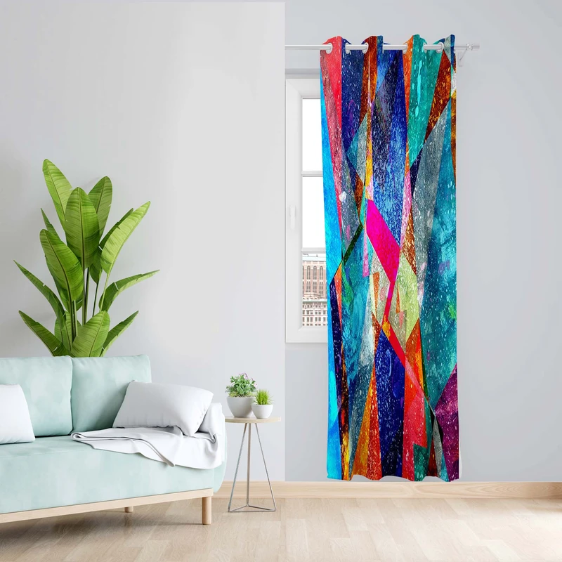 پرده طرح رنگی مدل مخمل پانچی کد 5570 z سایز 140x200 سانتی متر