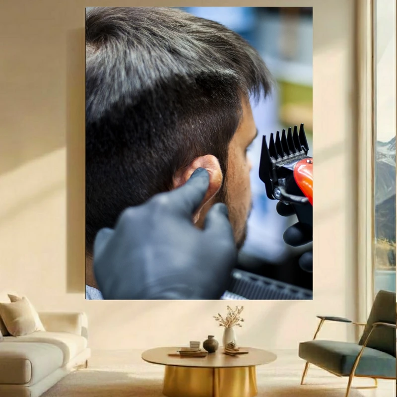 تابلو بوم طرح مخمل آرایشگاه مردانه کد BK23356