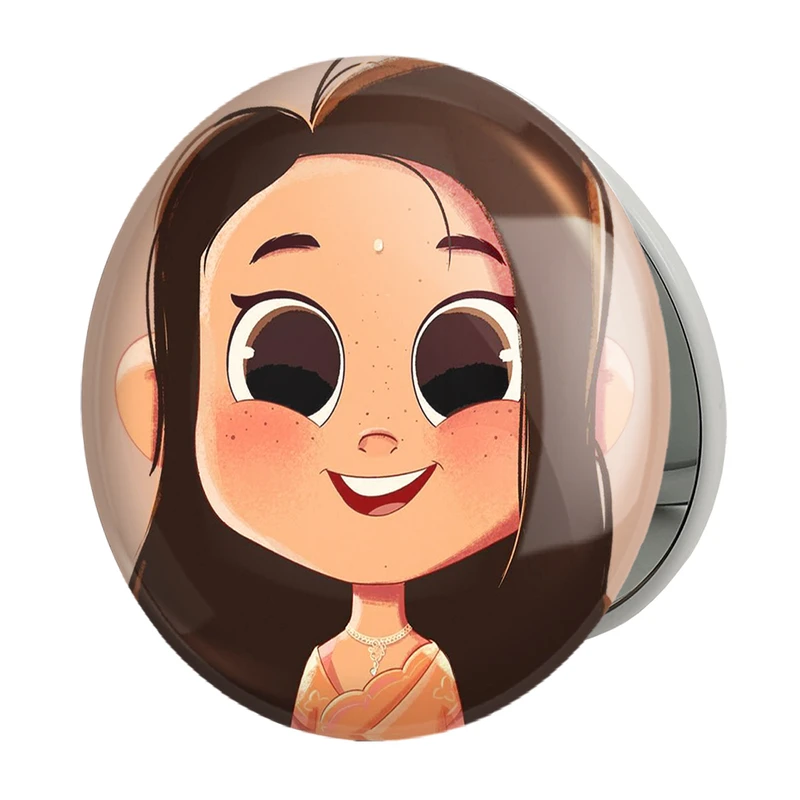 آینه جیبی خندالو طرح دخترونه مدل تاشو کد 6055 