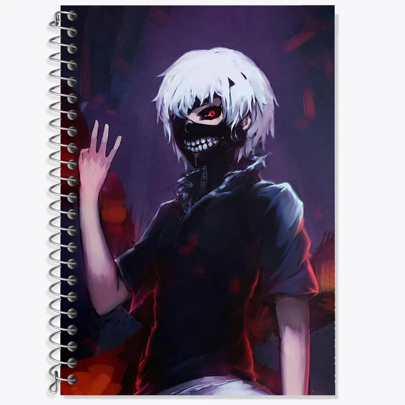 دفتر زبان 50 برگ خندالو مدل دو خط طرح کانکی کن انیمه توکیو غول Tokyo Ghoul کد 11879