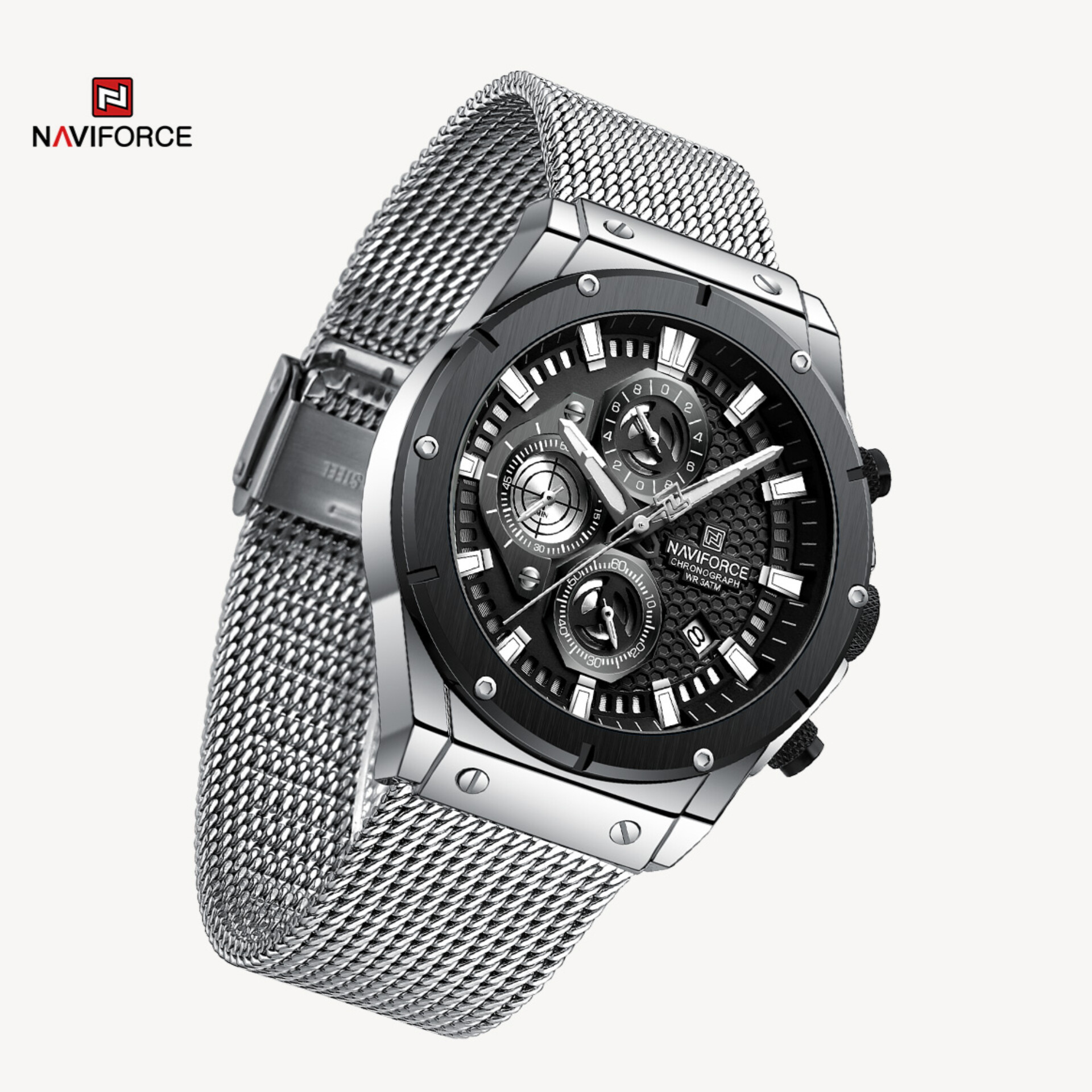 ساعت مچی عقربه‌ای مردانه نیوی فورس مدل NF8027-SB