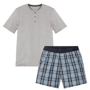 ست تی شرت و شلوارک مردانه مدل Lsh2025GrCheck