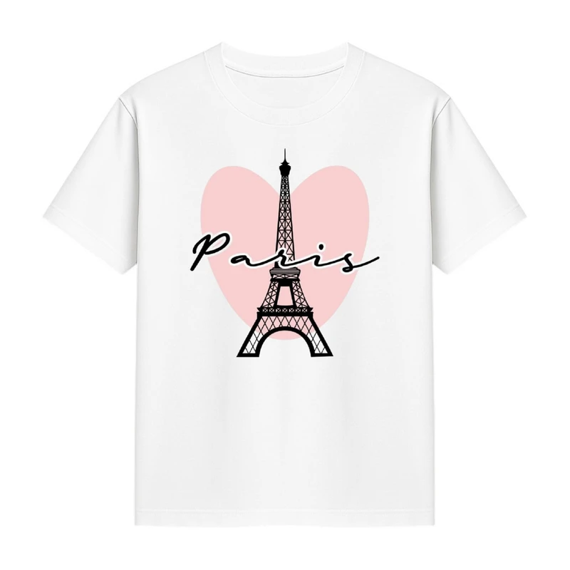تی‌شرت آستین کوتاه دخترانه مدل پاریس کد p1 